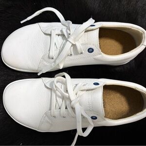Women’s Birkenstock White Leather Lace-Up Casual Sneakers
